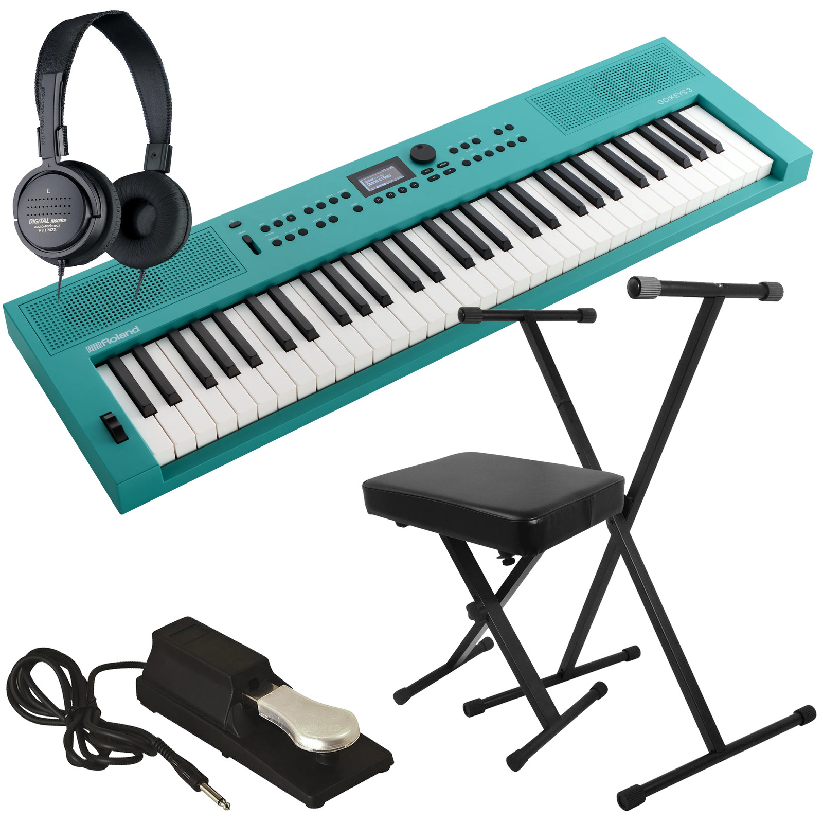 Roland Go:Keys 3 Music Creation Keyboard - Turquoise KEY ESSENTIALS BUNDLE