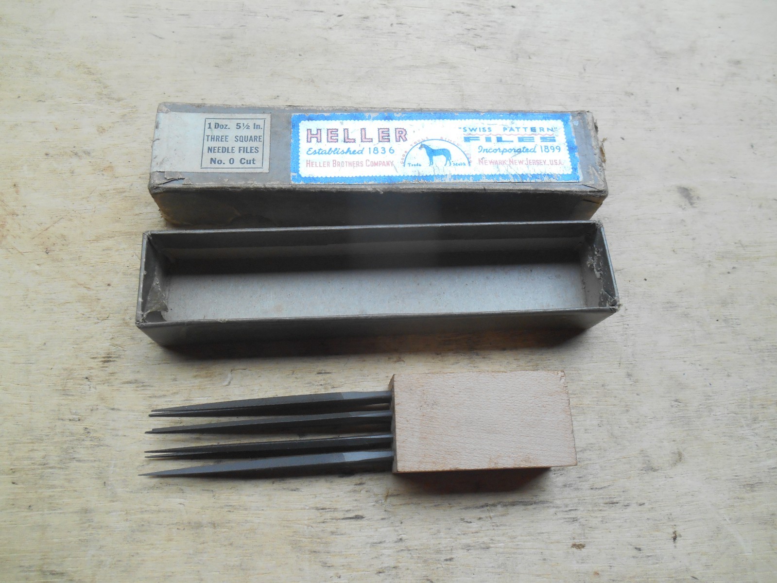 Heller 3 square 5 1/2" long jeweler's files, new, lot of 7