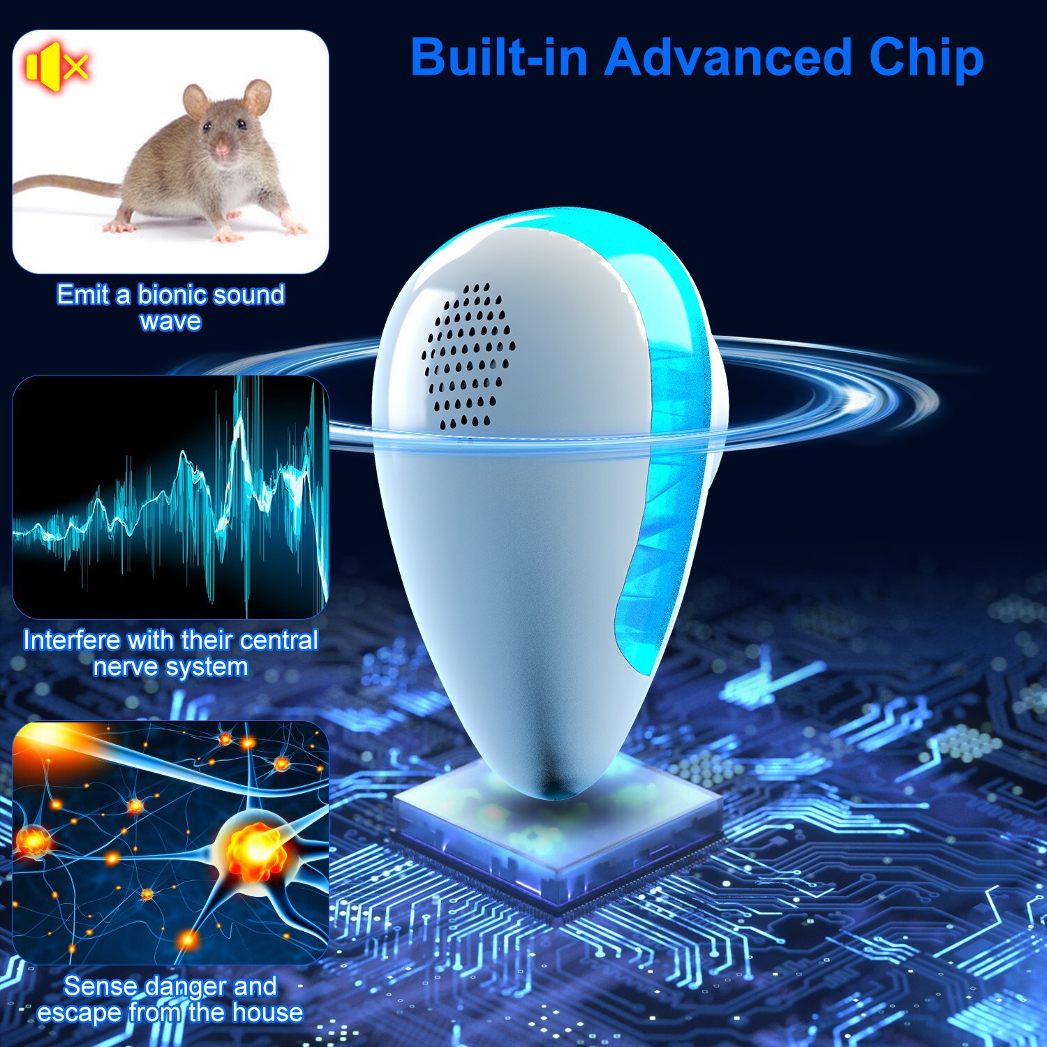 6PCS Ultrasonic Pest Insect Electronic Plug-In Rat Cockroach Bug