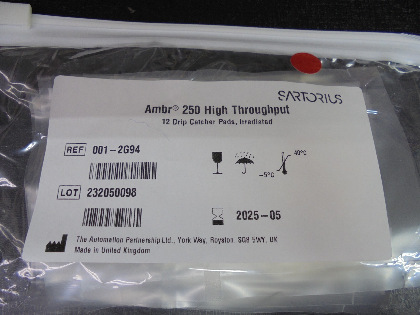 Sartorius 001-2G94 12 Drip Catcher Pads Irradiated