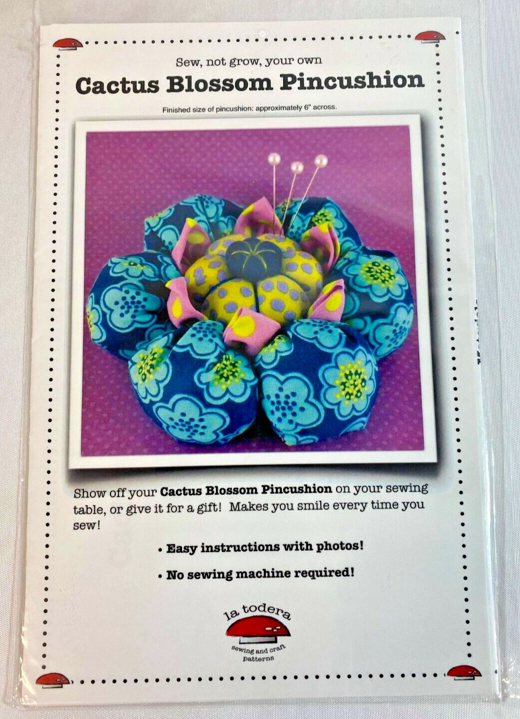 Cactus Blossom Pincushion La Todera 6" Finished Size