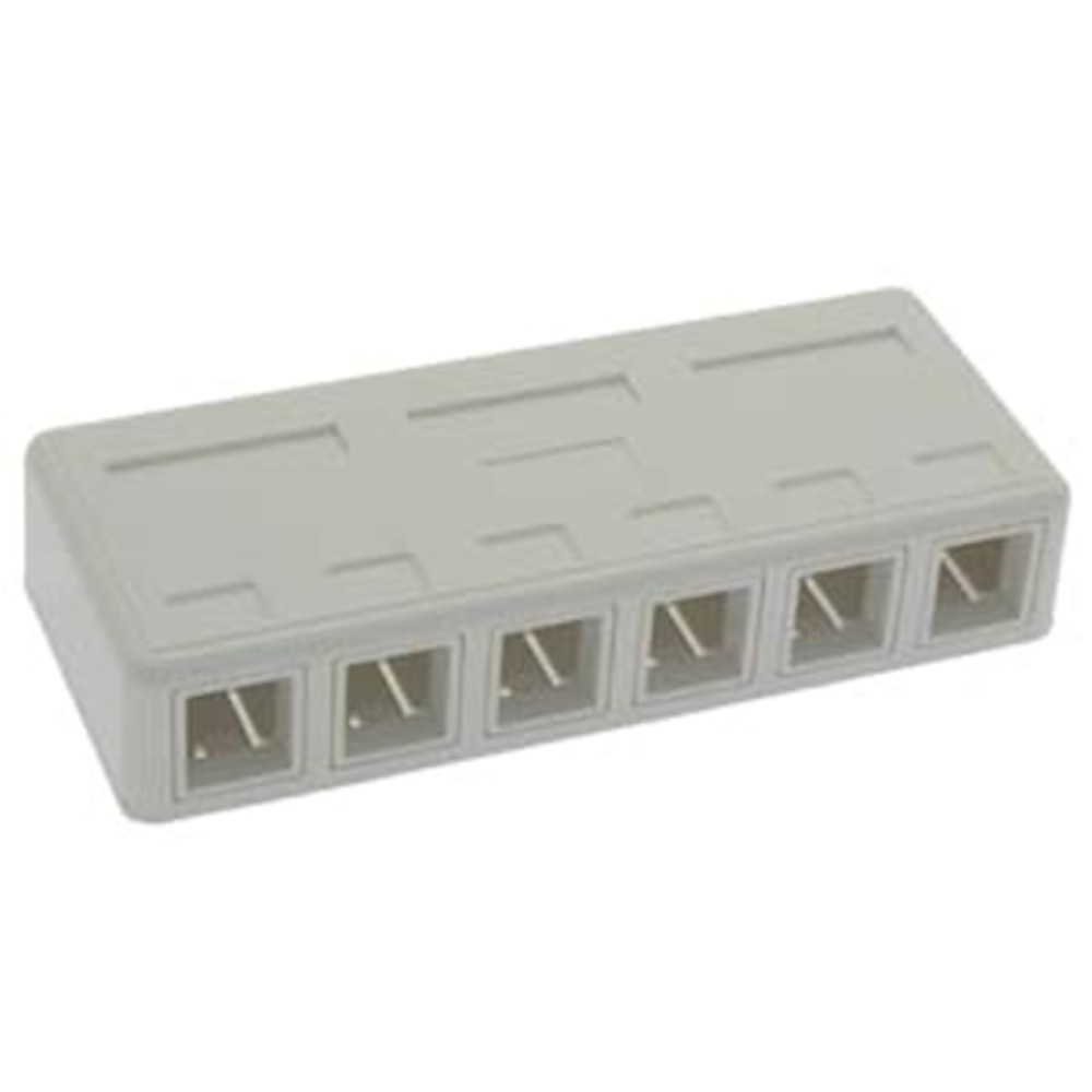 Wallplate: Surface Mount Type  Keystone  6 Port - White