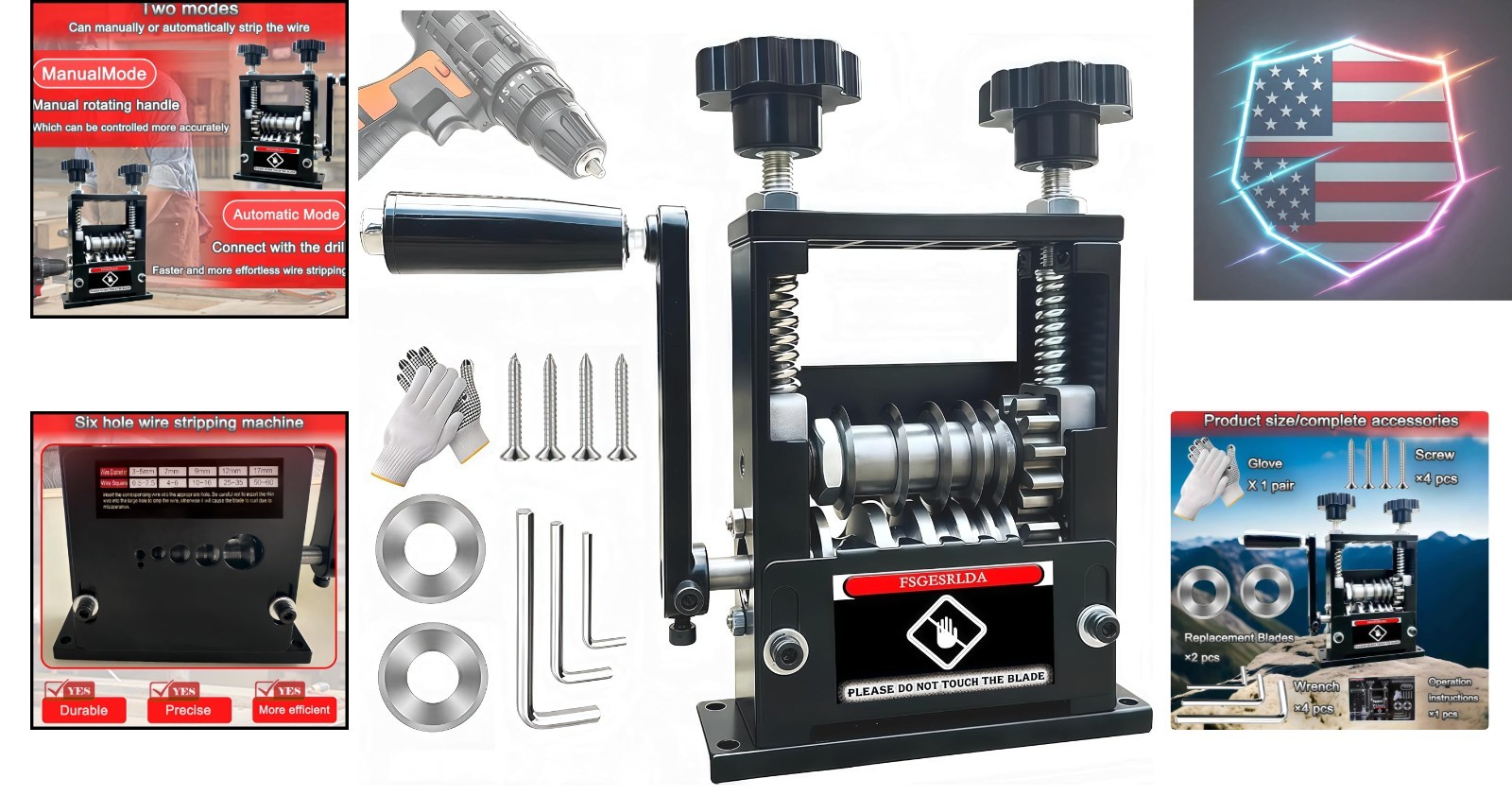 Manual Wire Stripper Machine,Drill Powered Hand Crank Wire Stripper Tool With...