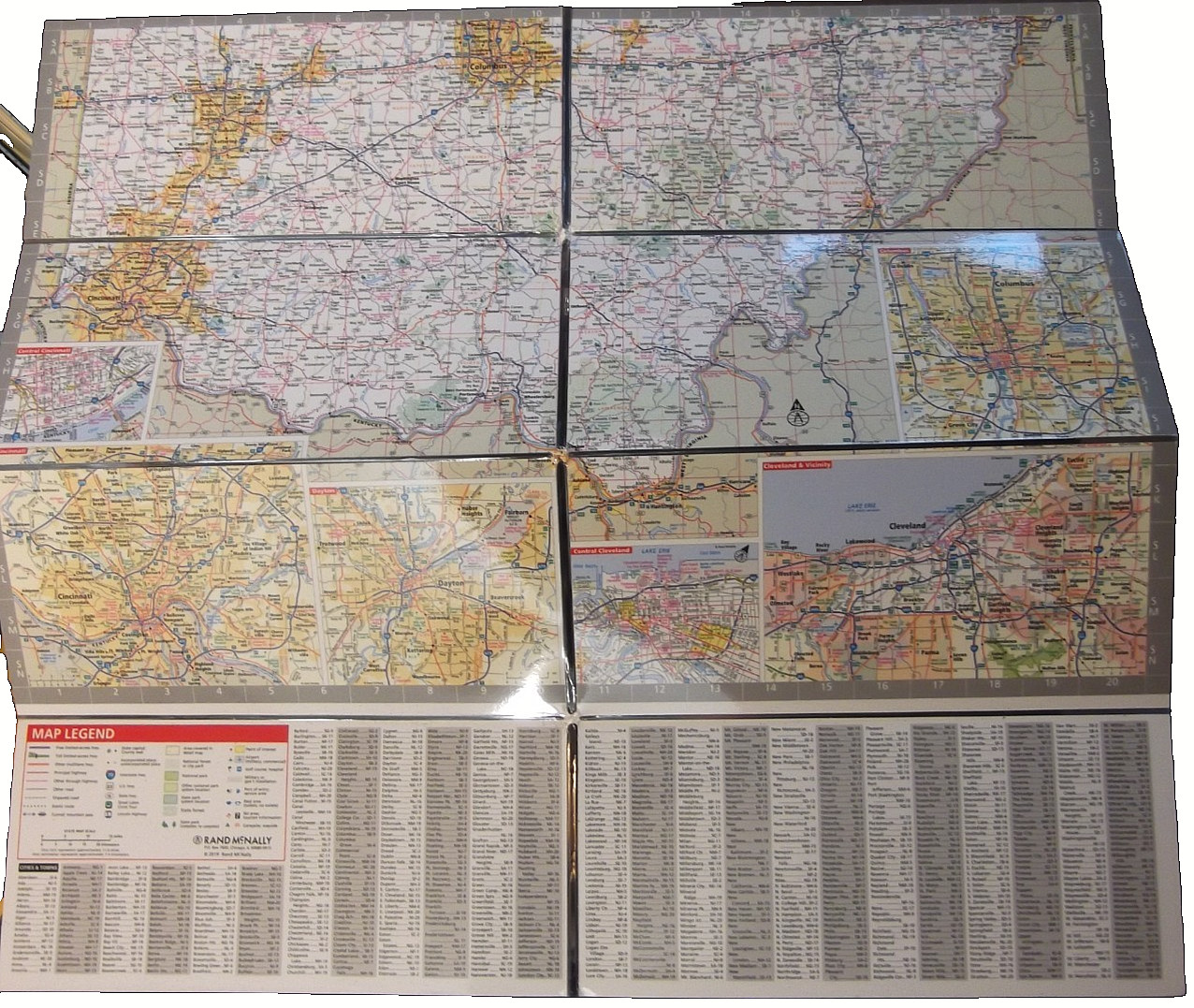 Ohio State Rand McNally Easy to Fold Laminated Map