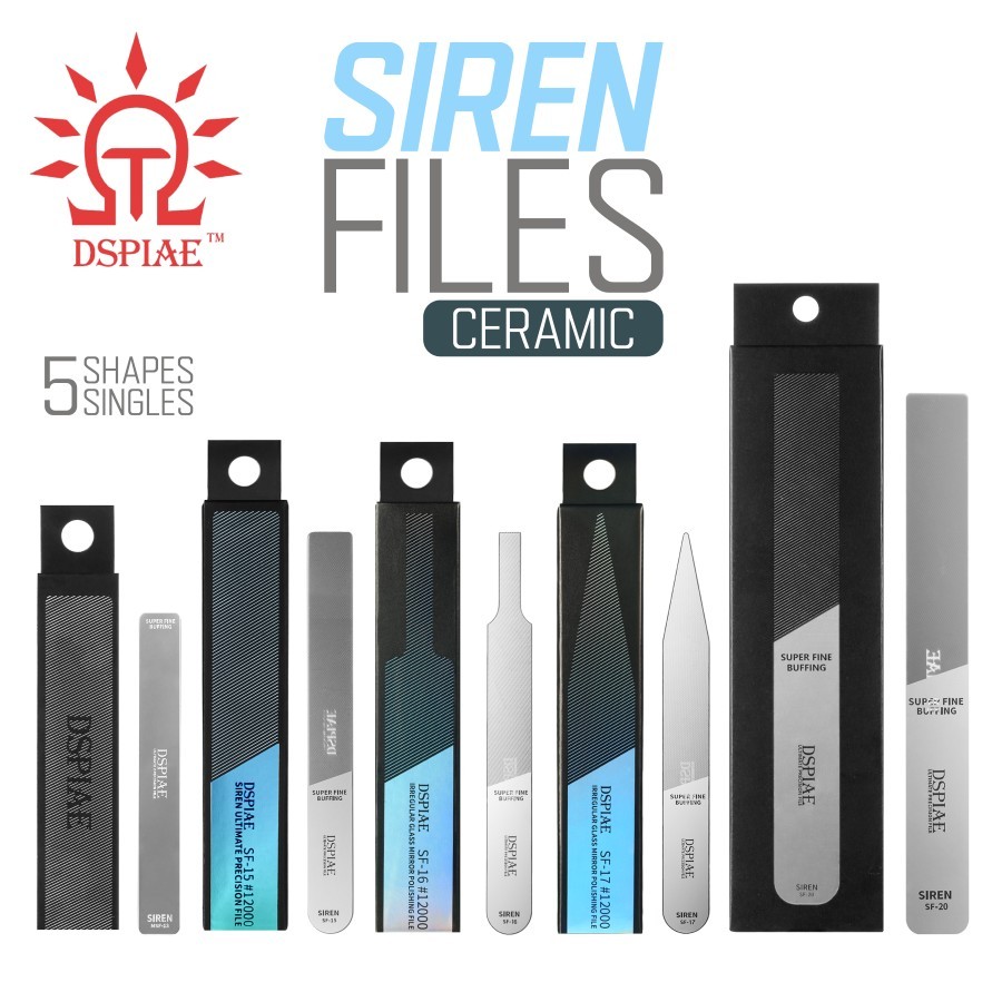 DSPIAE: Siren Files – Tempered Glass Polishing File – Singles 5 Shapes