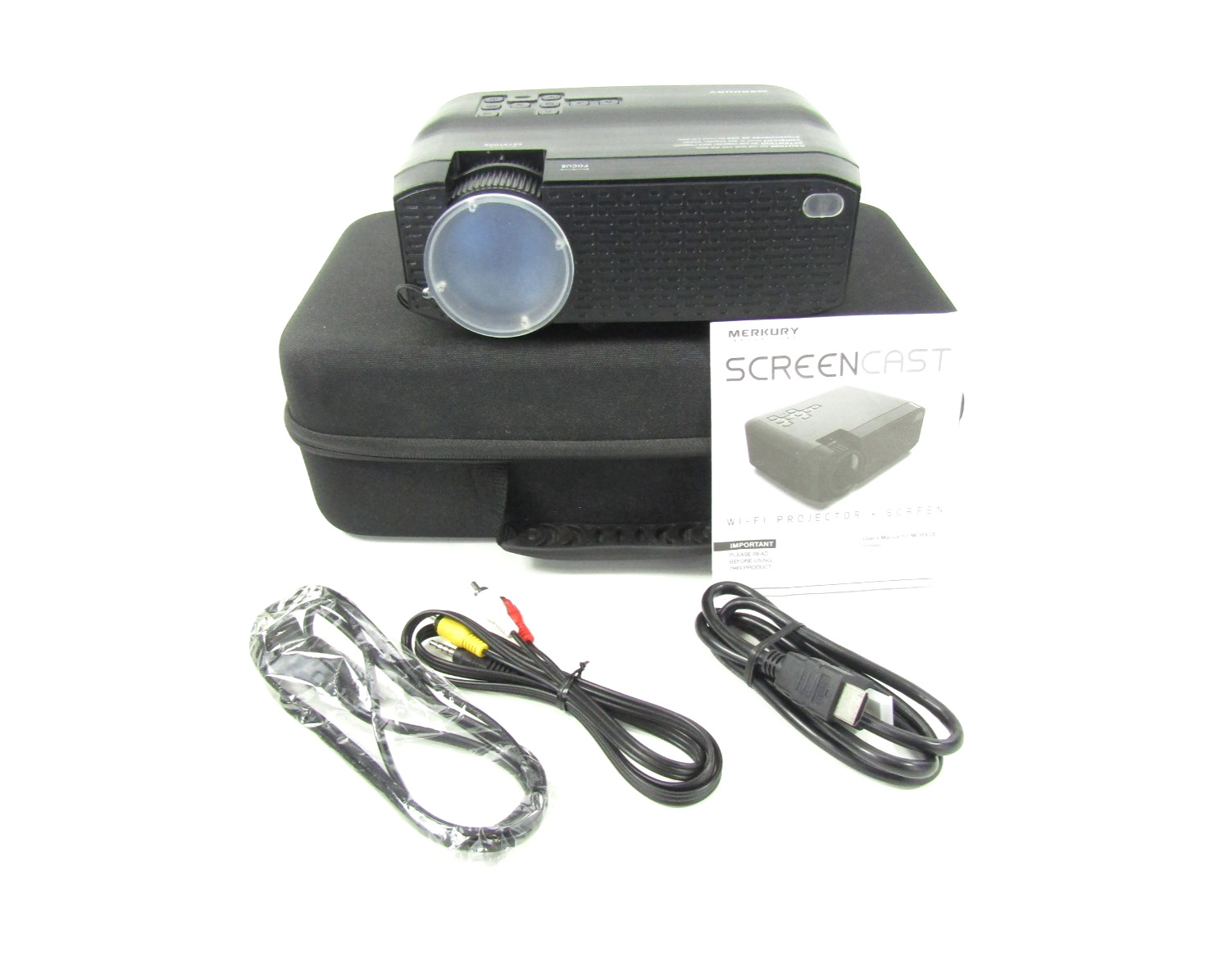 Merkury MI-P002B WiFi Projector w/ Case