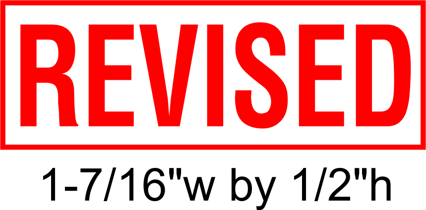 REVISED text on an IDEAL 4911 Self-inking Rubber Stamp with RED INK