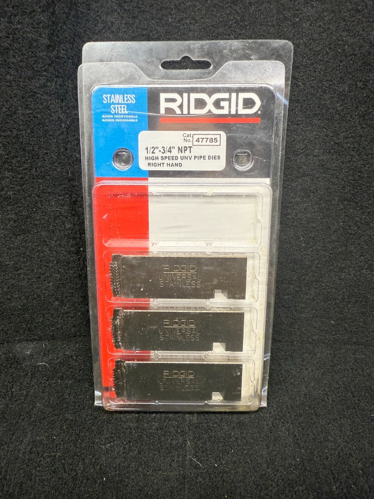 RIDGID 47785 1/2" to 3/4" - 14 NPT Universal Dies High Speed for Stainless Steel
