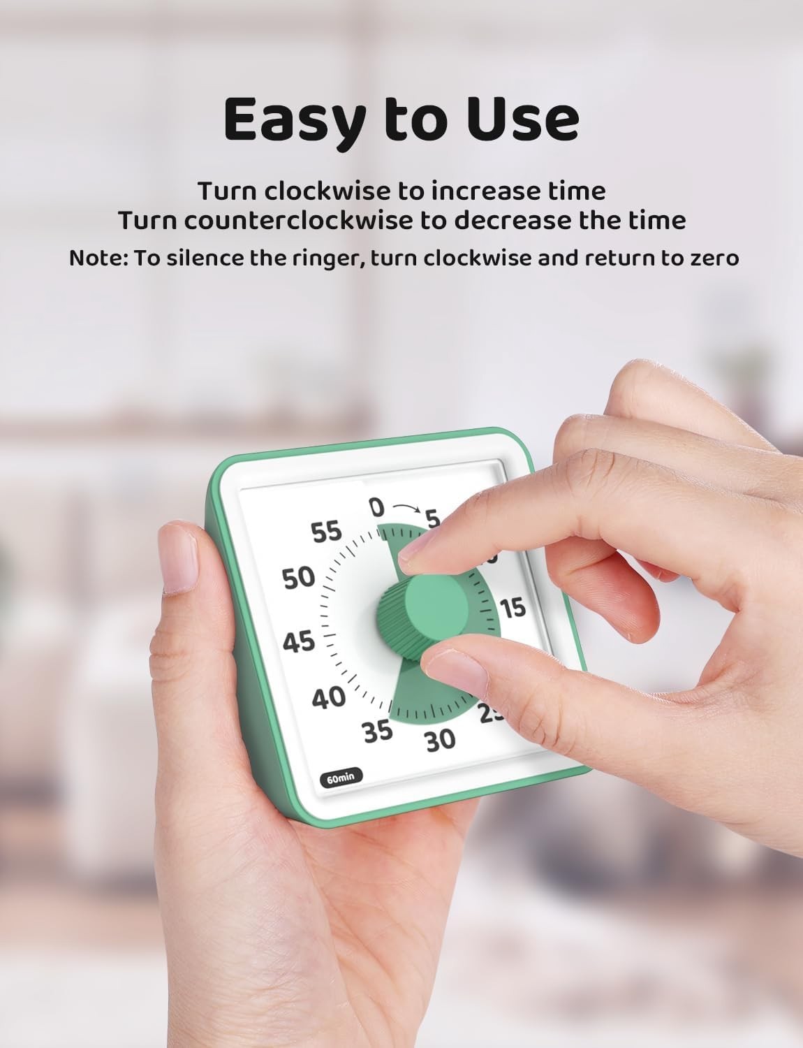 Visual Timer 60-Minute Silent Visual Timer Kids Kitchen Countdown Mute Alarm