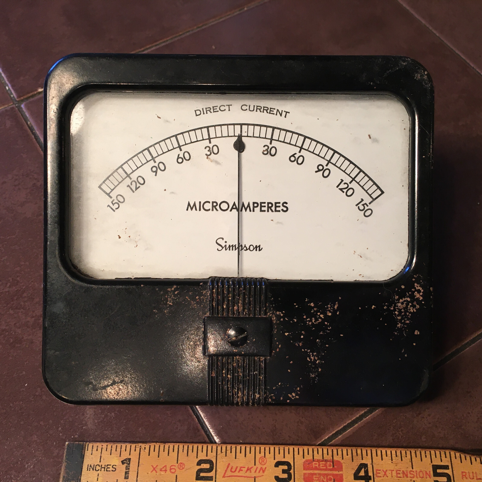 Simpson -150-0+150 Microamperes Meter 4.75 x 4.25"