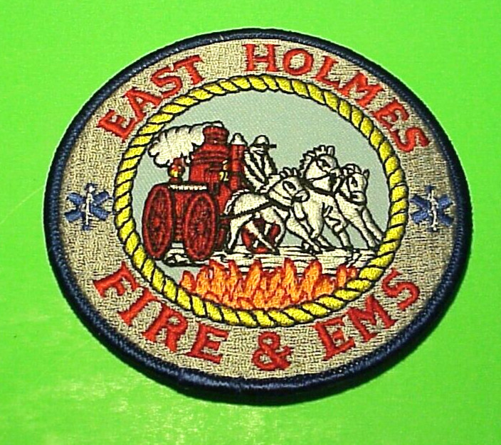 EAST HOLMES  OHIO  OH  3 7/8" FIRE DEPT. PATCH  FREE SHIPPING!!!