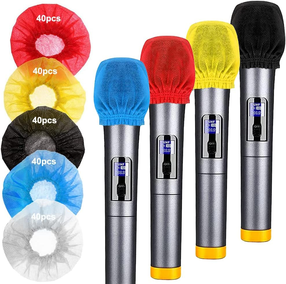 200Pcs Disposable Microphone Cover, Non-Woven Handheld Microphone Windscreen wit