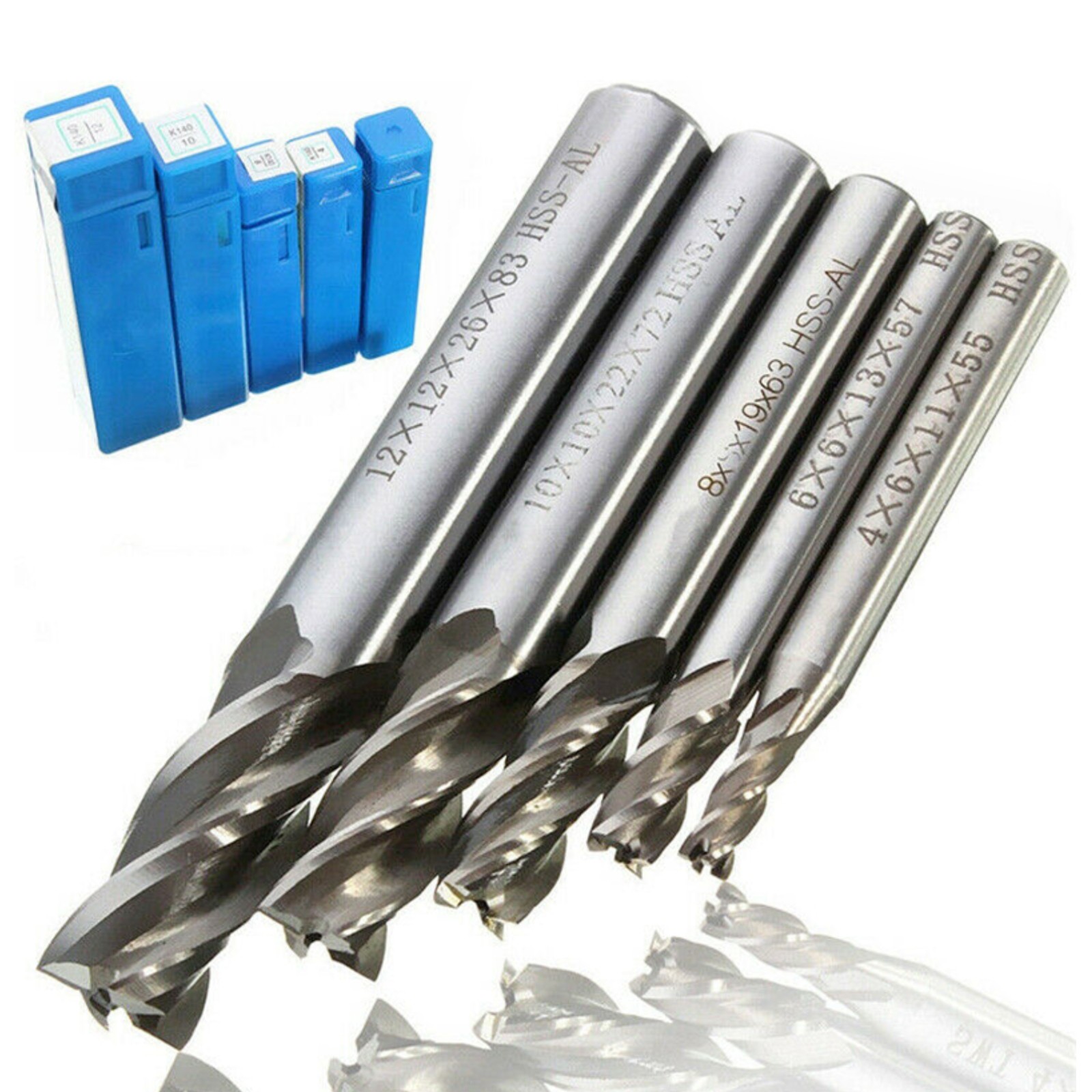 5Pcs CNC Straight Drill Bits HSS Shank 4 Flutes Engraving Milling Cutters d