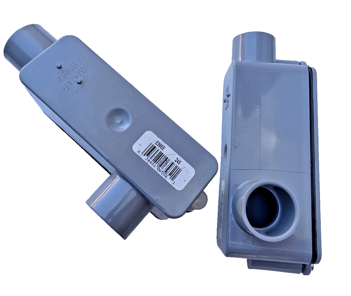 Lot of 2, Carlon E985E Conduit Body; Size: 3/4" LR; AWG-4; 12" Cub, New