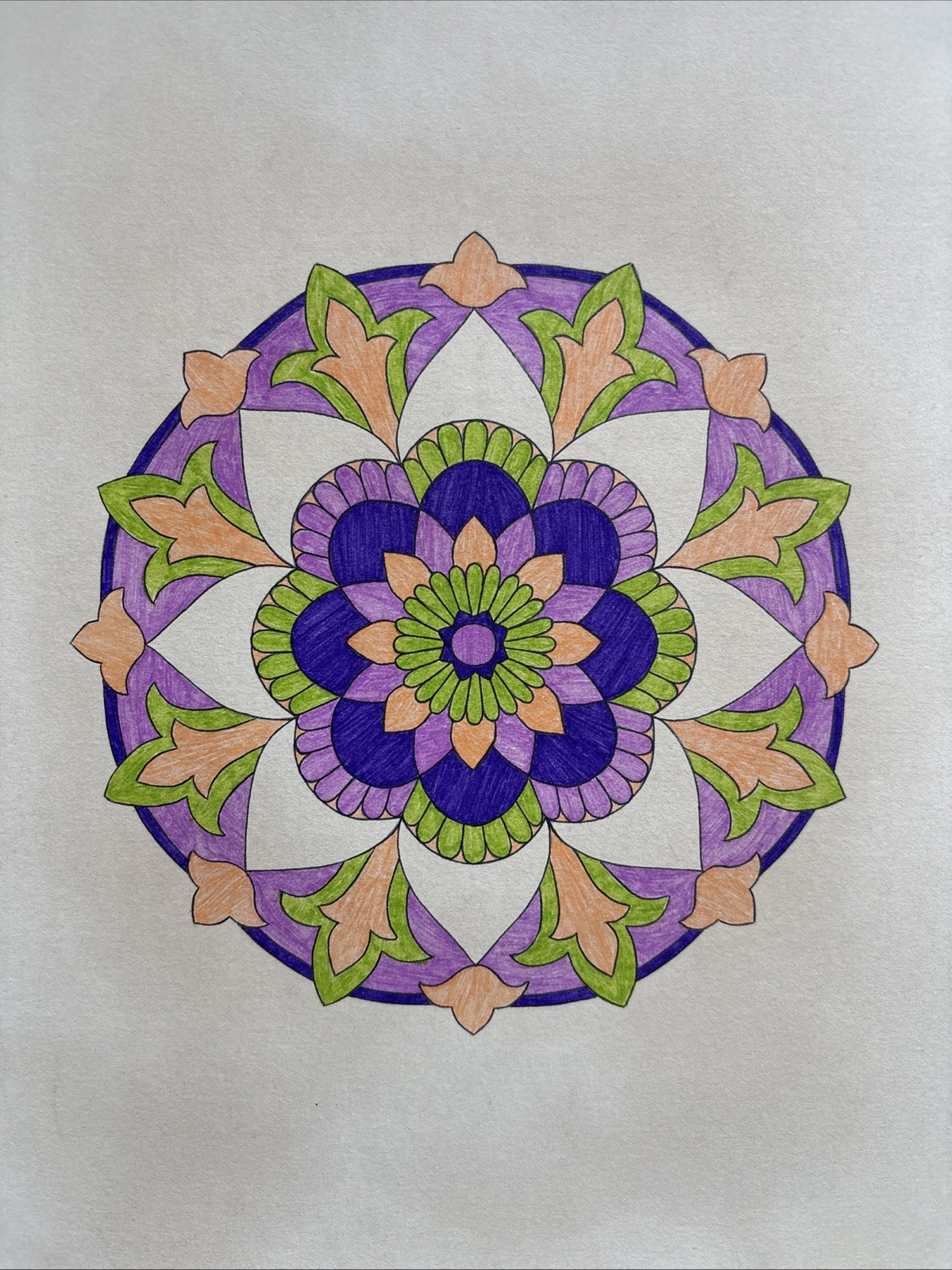 Original Art-Drawing-Circular Pattern-Rosette-Mandala -9" x 12" A4 - Artwork