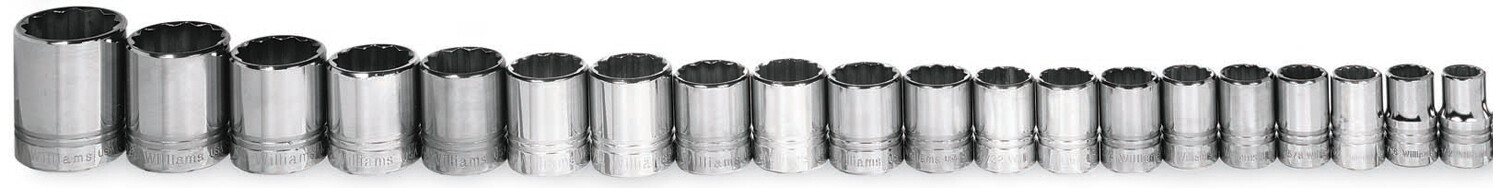 20pc 5.5 - 24mm, 3/8"Drive, 6 Point, Chrome Shallow Socket Set Williams USA