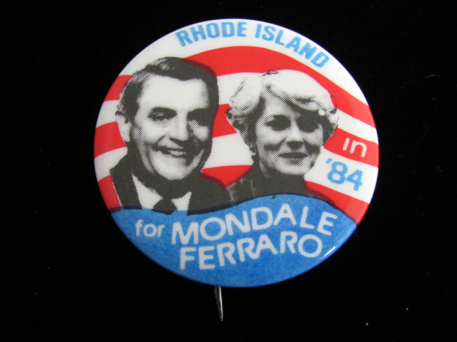 1984 Mondale for President 1 1/2" Pinback Button Rhode Island Mondale Ferraro
