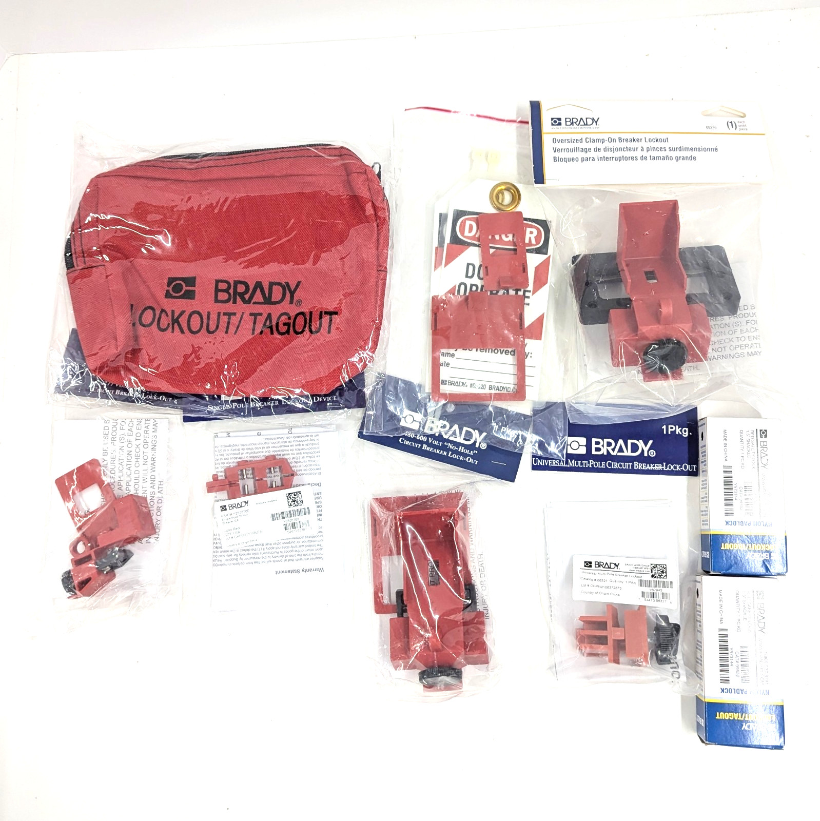 BRADY Lockout/Tagout 12 Piece Kit With Safety Locks Tag Outs Red LOTO Breaker Lo