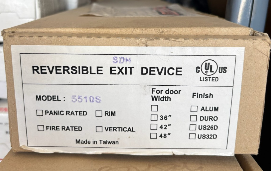 Lawrence Hardware 5510S WIDE STILE DESIGN PANIC FIRE RIM EXIT DEVICE NEW