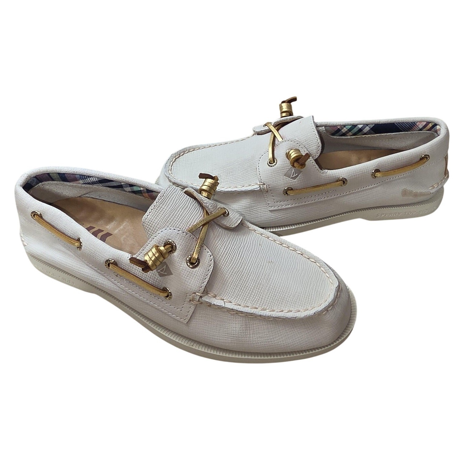 Sperry Plushwave Shoes Women 11 White Boat Loafers Comfort East Coast Old Money