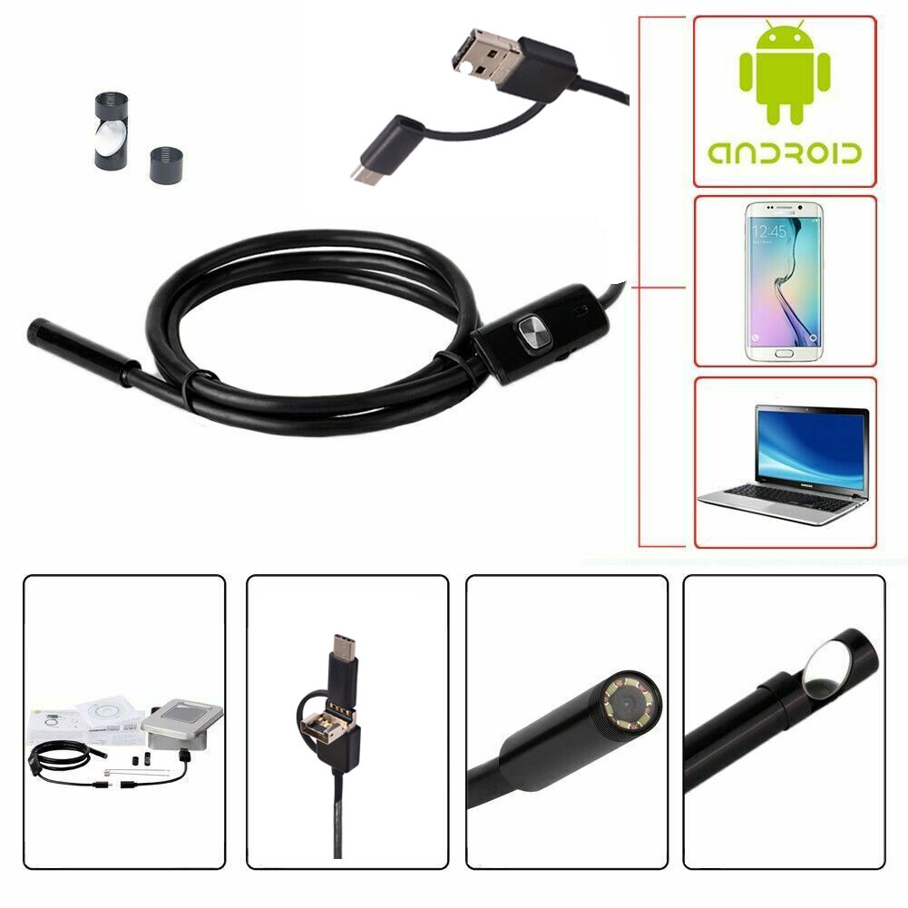 7mm Waterproof Micro USB Type C Endoscope Inspection Camera Cable For Android PC