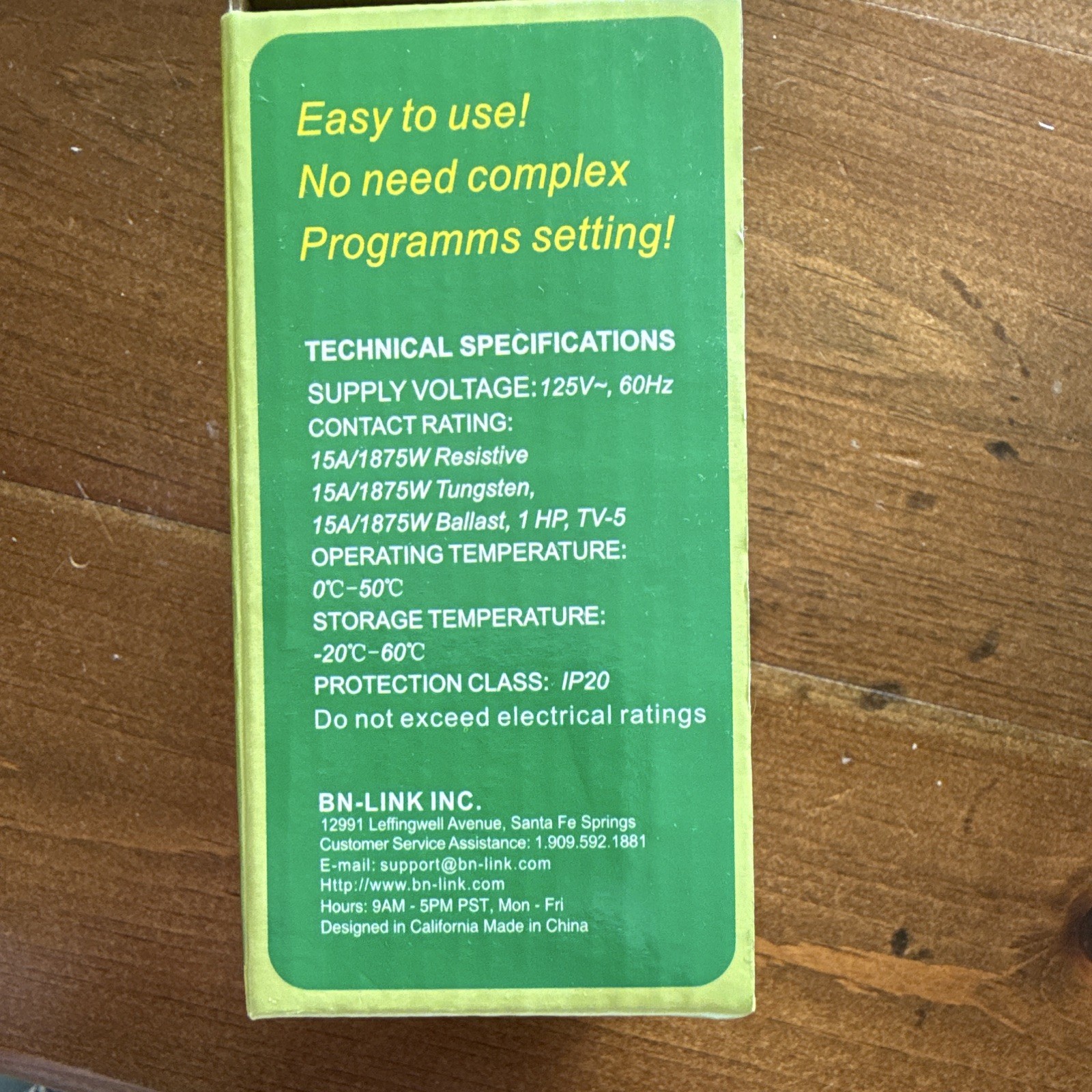 BN-LINK Repeat Cycle Timer w/ Light Sensor, 1 Outlet, Green, B0184CG9K0