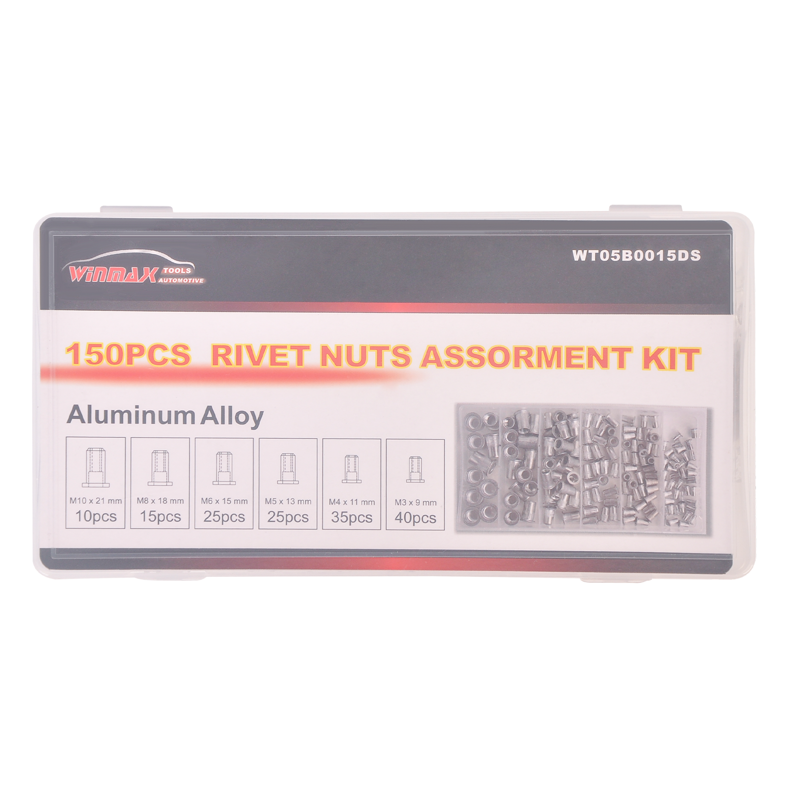 Flat Head Thread Insert Nut Metric Rivet Nut Assorment Kit M3 M4 M5 M6 M8 M10