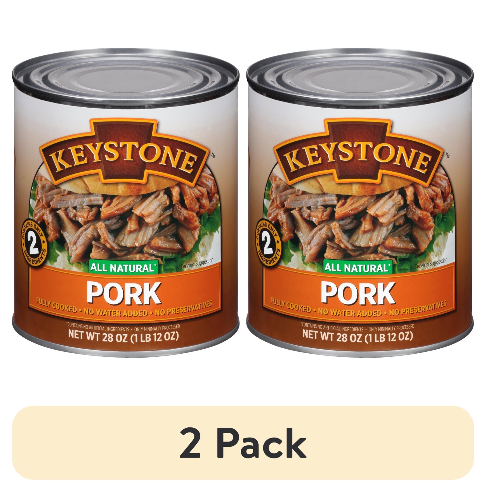 Keystone All Natural Pork 28 oz Can (2 Pack) Canned Meat 2 Pack