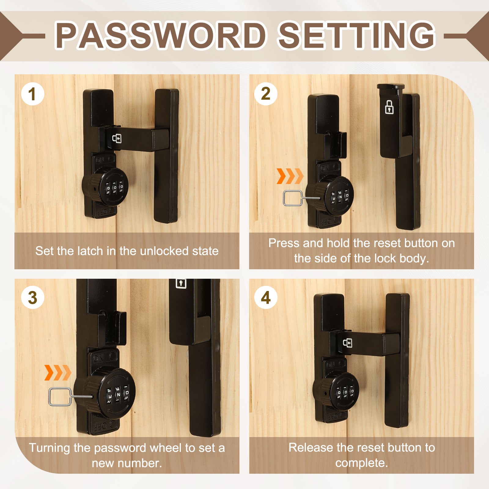 90 Degree Slide Lock with 3 Digit Code for Flip, White