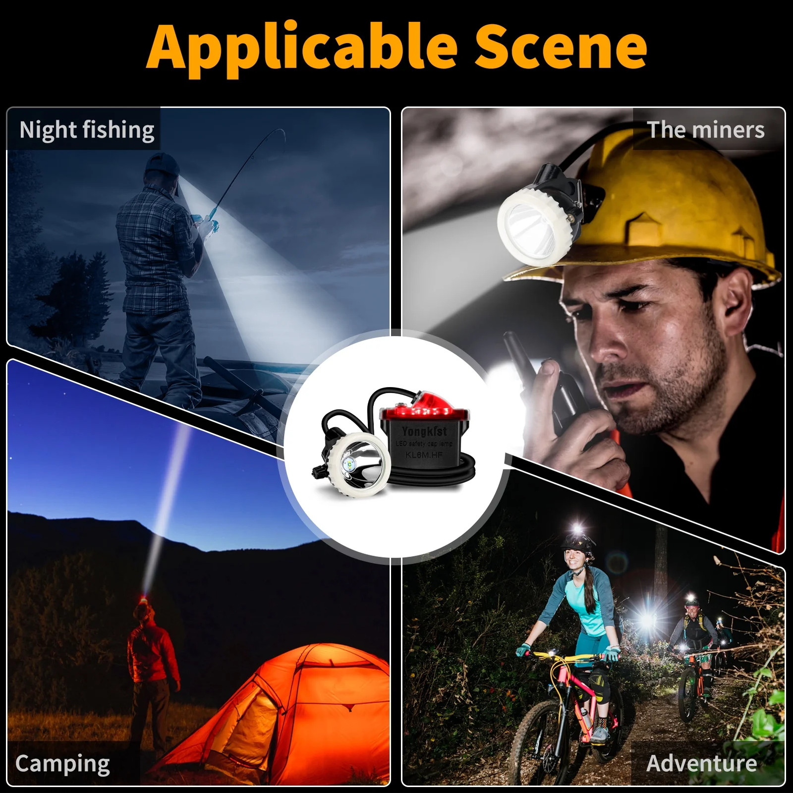 Rechargeable Mining Headlight 1+2 LED Superbright Mining Headlamp Hard Hat Lamp