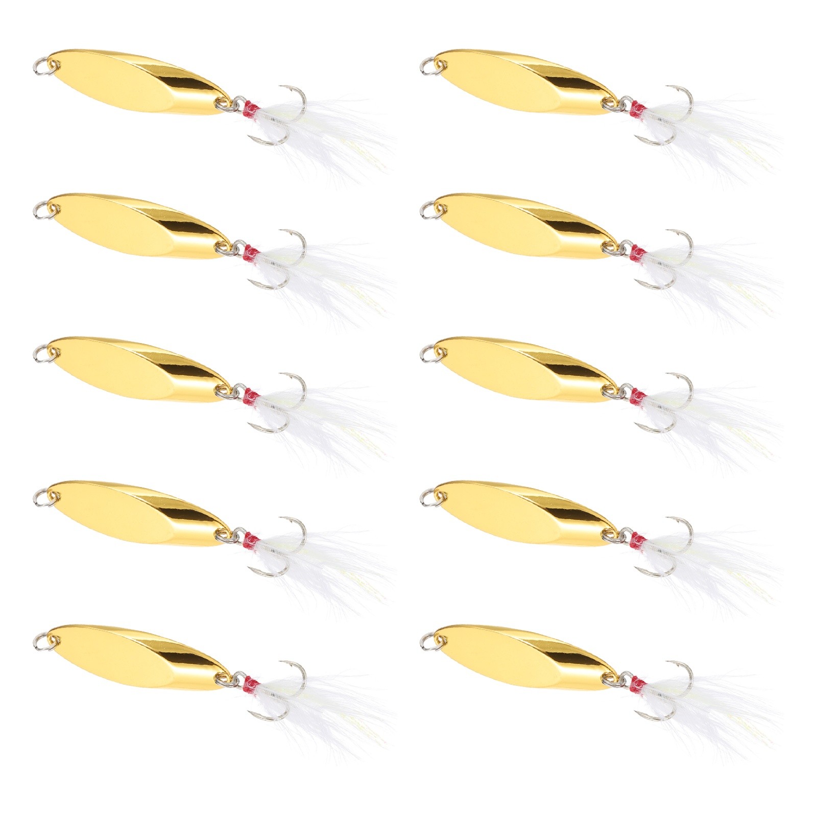 10Pack Fishing Spoons 1/2oz Fishing Lures Casting Spoon Treble Hooks Spinner