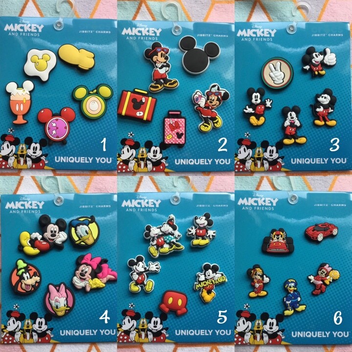 Handmade shoe charms 5 pack set Mickey Minnie Mouse Pluto
