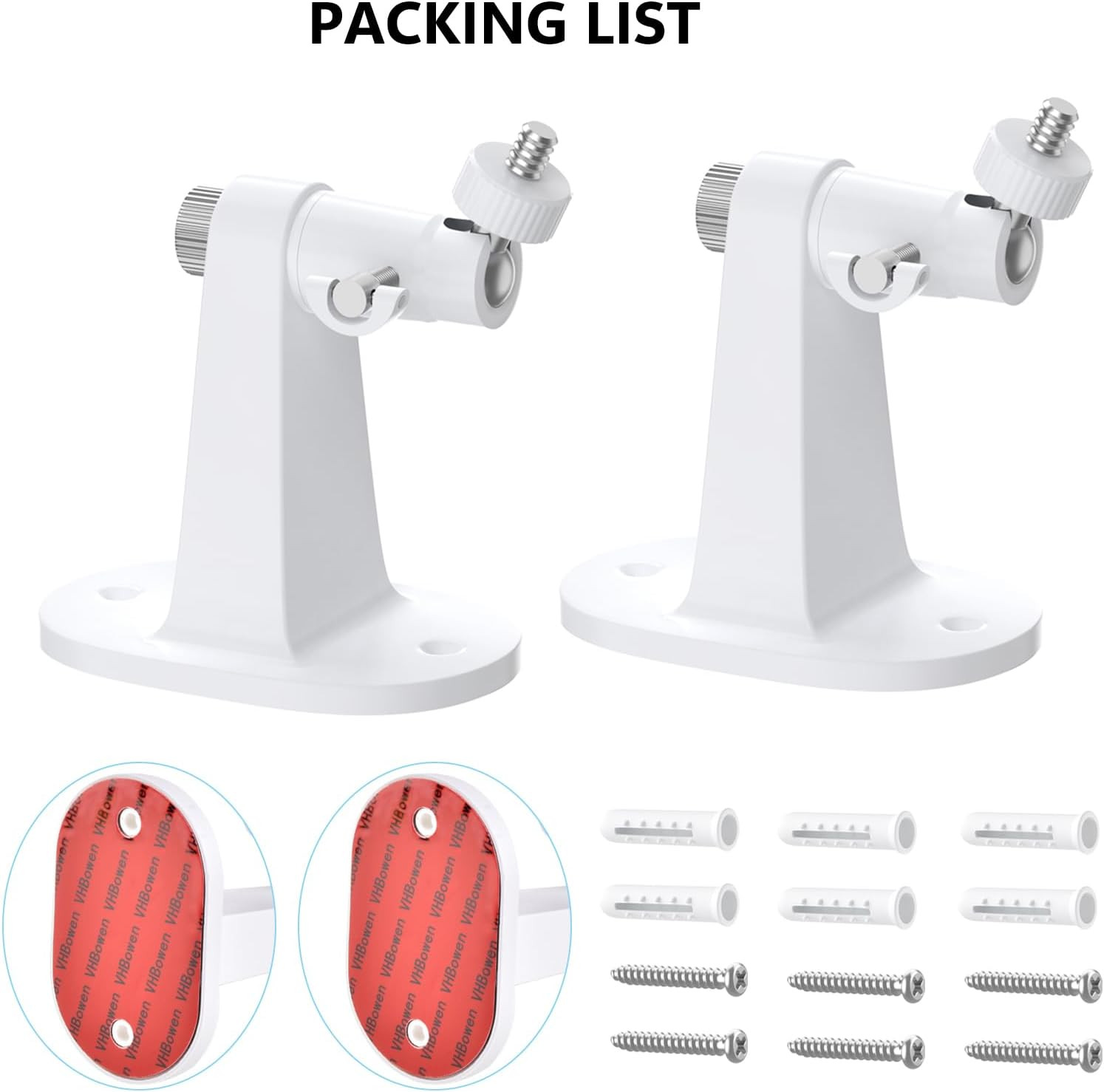 2 Pack Camera Wall Mount 360° Adjustable No-Drill for Stick Up & Outdoor Cam