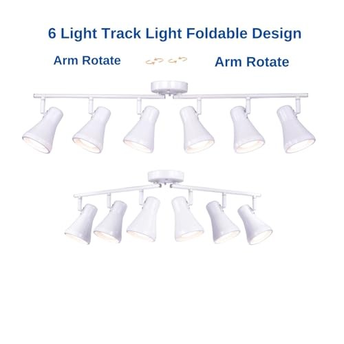 Foldable Track Lighting Fixtures, 6 Way Pivot Shade Ceiling LED Lights,Modern