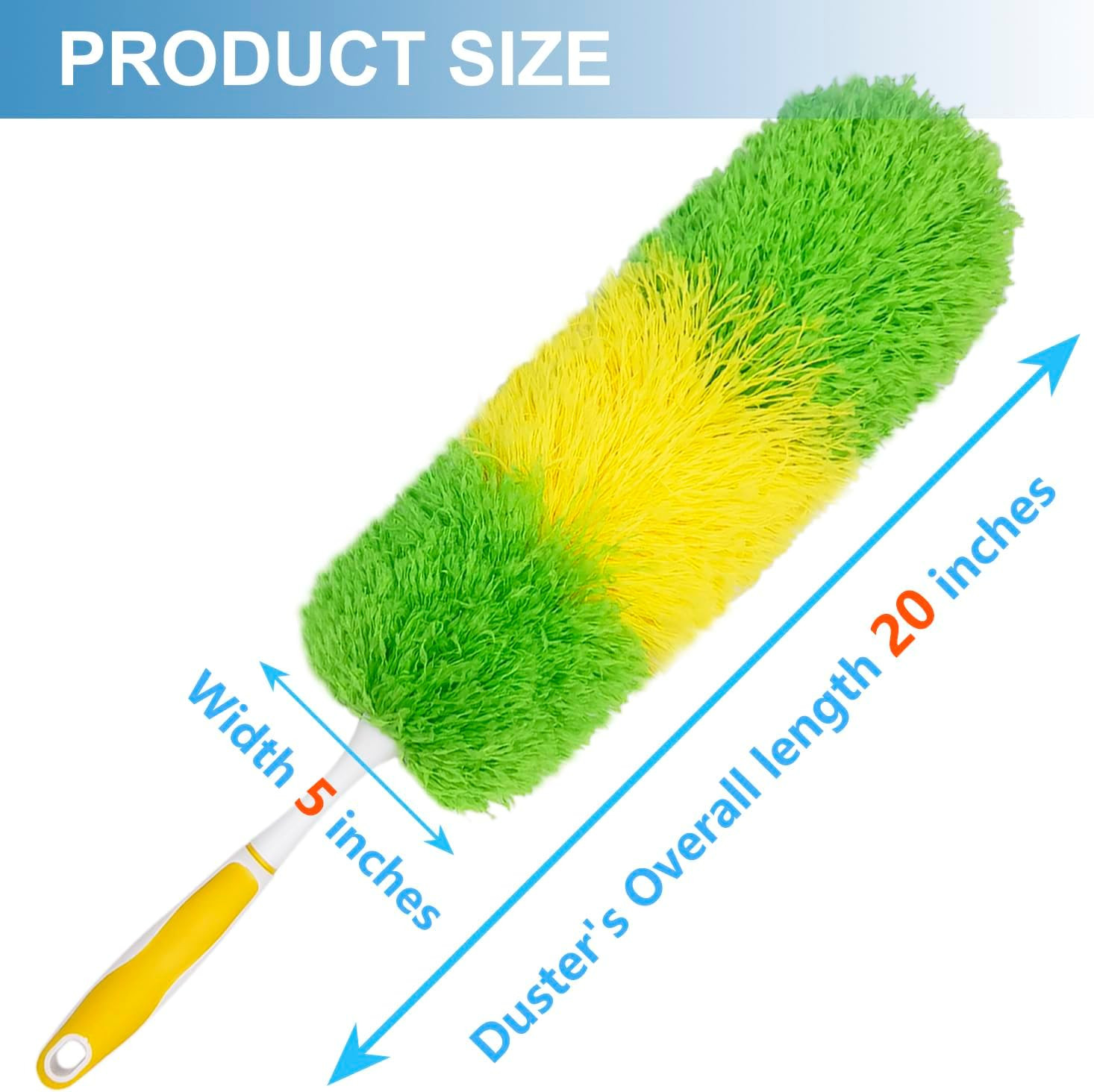 2 Pack 20-inch Microfiber Dusting Dusters with Non-Slip Handles and Bendable Mic
