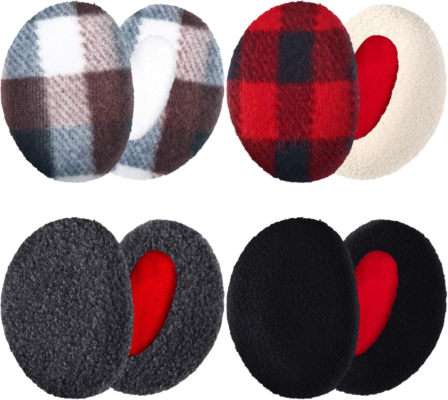 4 Pairs Bandless Fleece Ear Muffs Winter Ear Warmers Cold Weather for Women