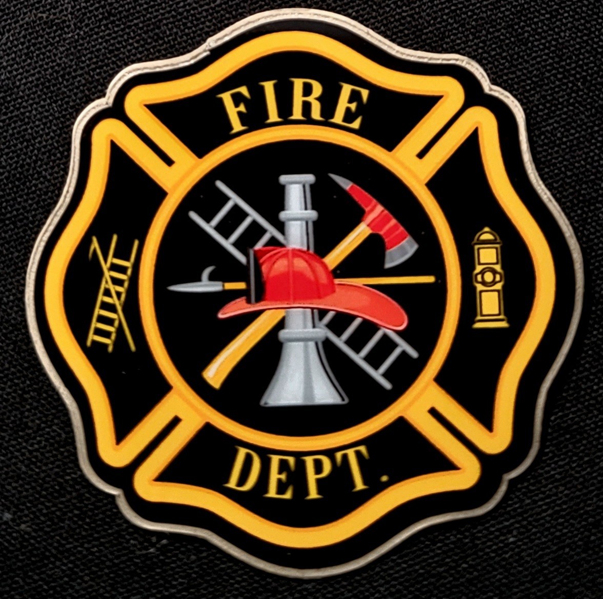 FIRE DEPARTMENT STICKER "FIRE MAN LOGO" 2 1/2 X 2 1/2" GLOSSY THICK WATERPROOF