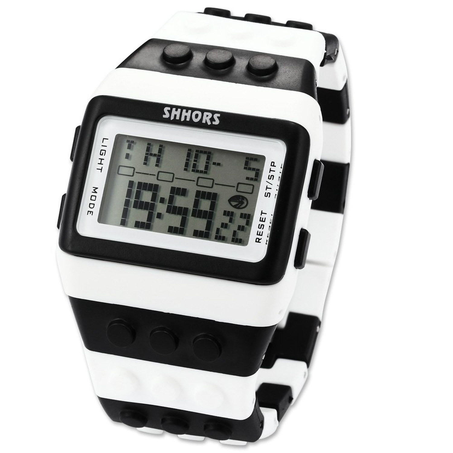 Men's Ladies Blocks Constructor Digital LED Backlight Alarm Sport Wrist Watch
