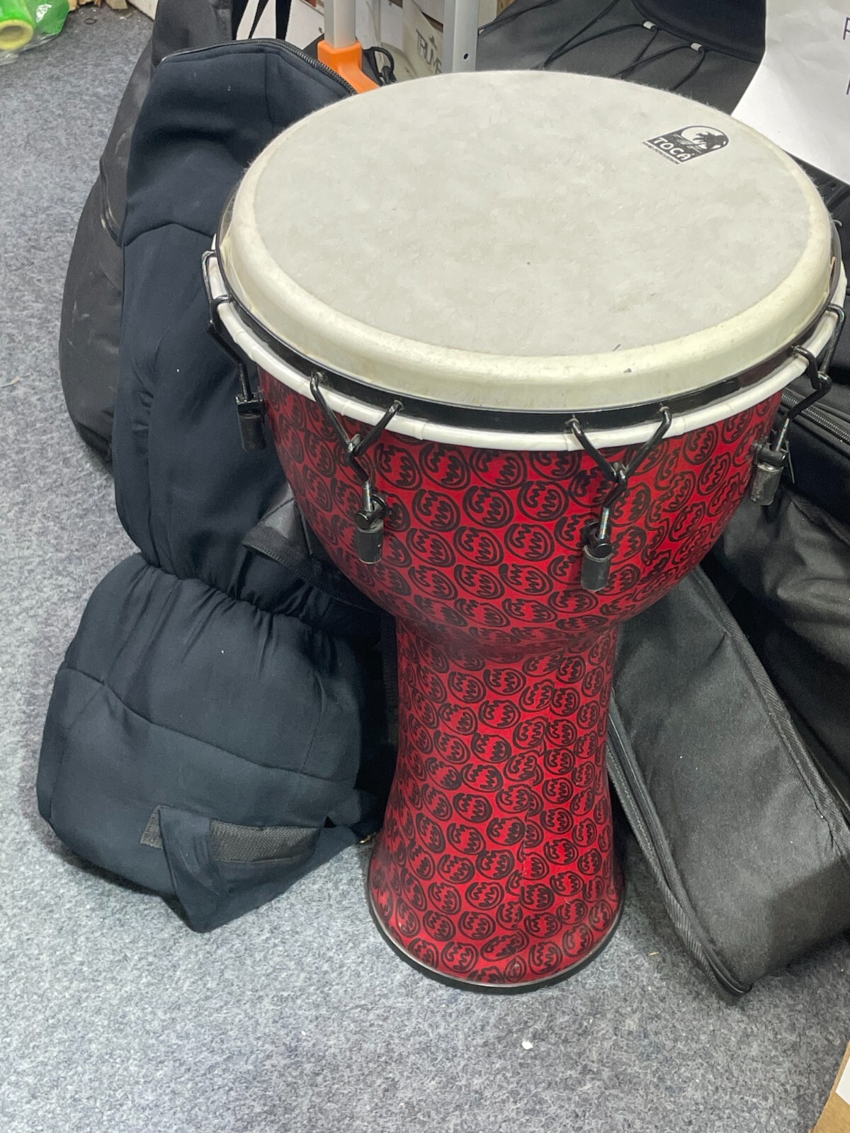 **NO SHIPPING** Toca Freestyle Rim 14" Djembe Red & Black **PICK UP ONLY**