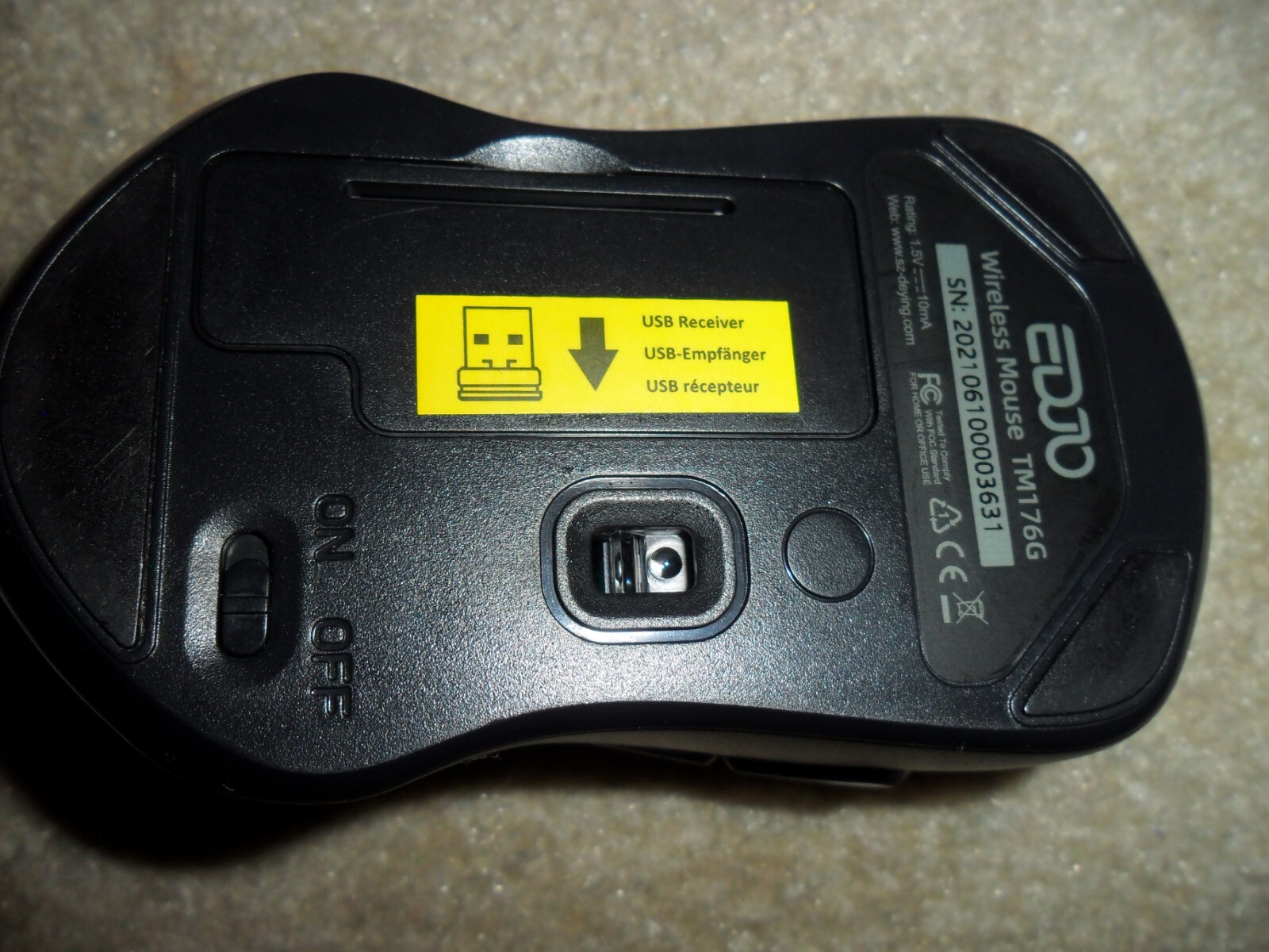 EDJO TM176G Black 6-Buttons USB Scroll Wheel Wireless Mouse For PC & Laptop