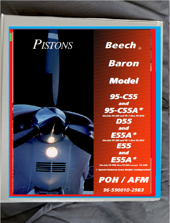 Beech Beach baron 95 c55 d55 e55 pilot operating manual air  manual in binder