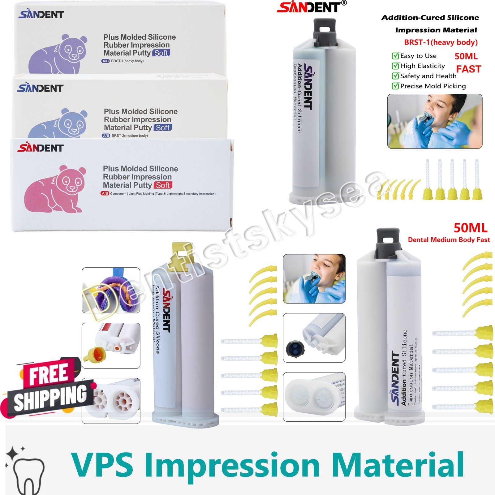 HEAVY BODY FAST SET VPS Dental Impression Material FAST Set 50ML Cartridges PVS