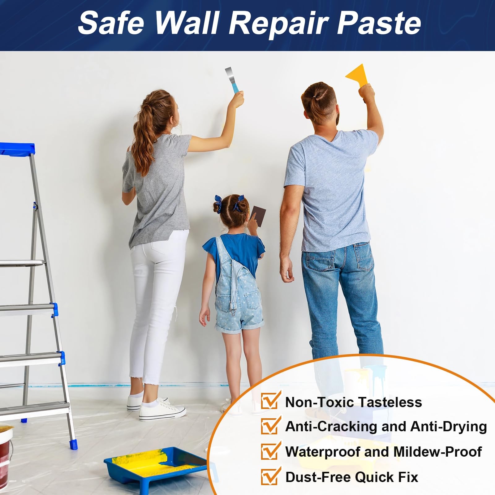 Drywall Repair Kit 8.8OZ Spackle Wall Repair Kit with Scraper Sanding Pad to Qui