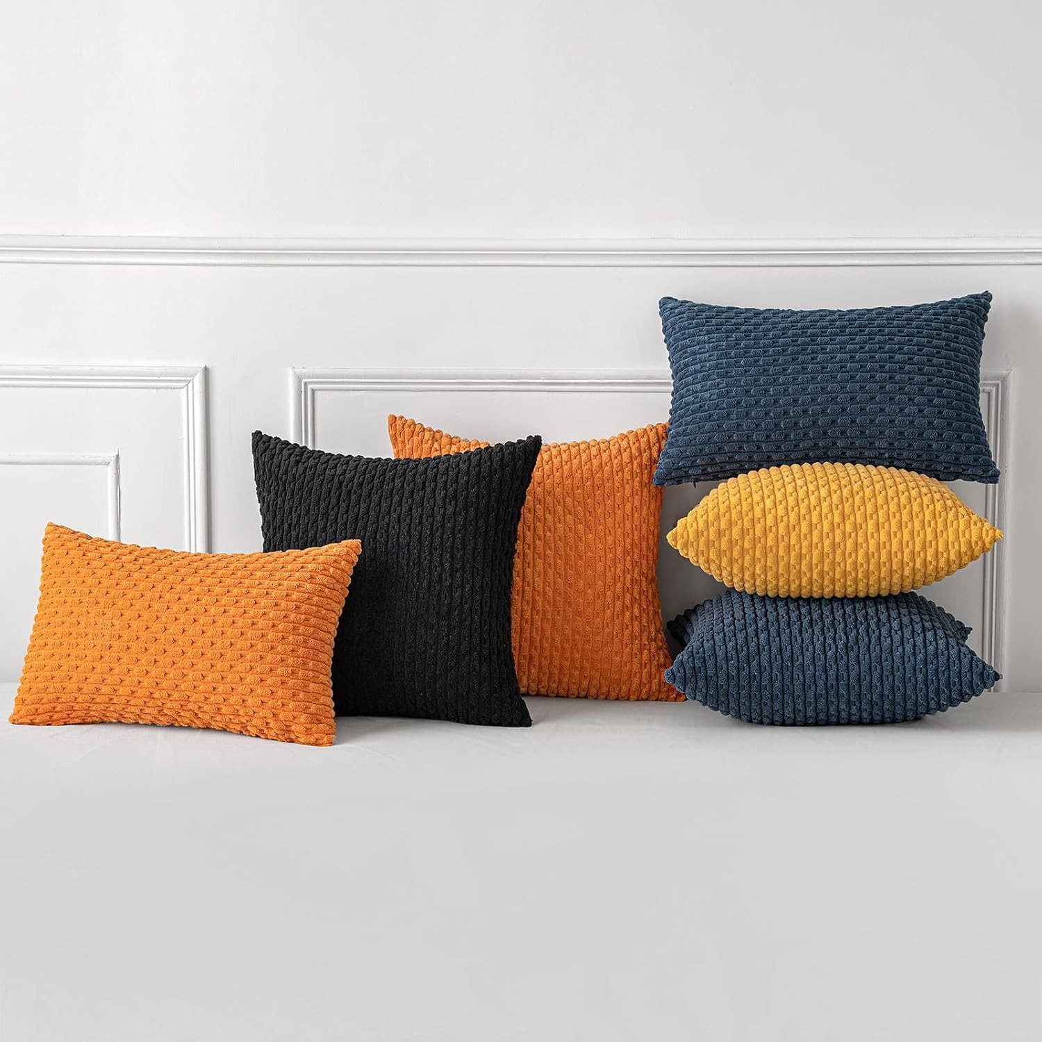 MIULEE Throw Pillow Covers Soft Corduroy 18" x (Pack of 2), Black