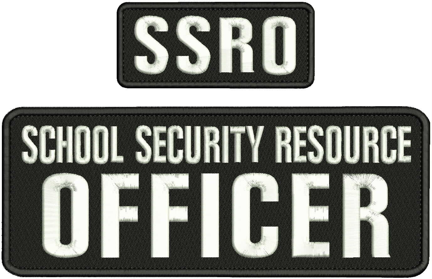 S S R OFFICER EMB PATCH 4X11 AND 2X5 HOOK ON BACK  WHITR ON BLACK