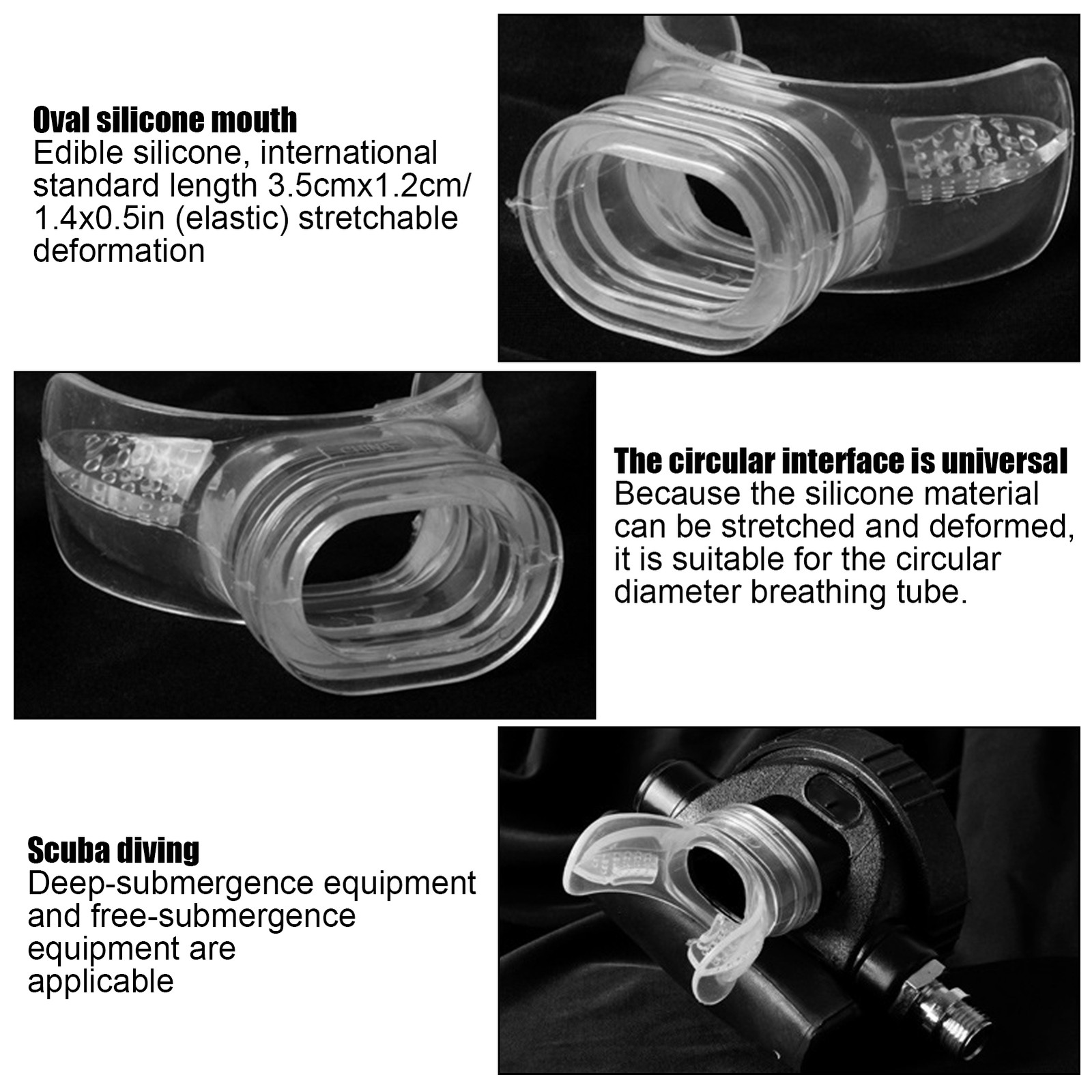 4pcs Transparent Silicone Diving Bite Mouthpiece For Deep Sea Diving Premium