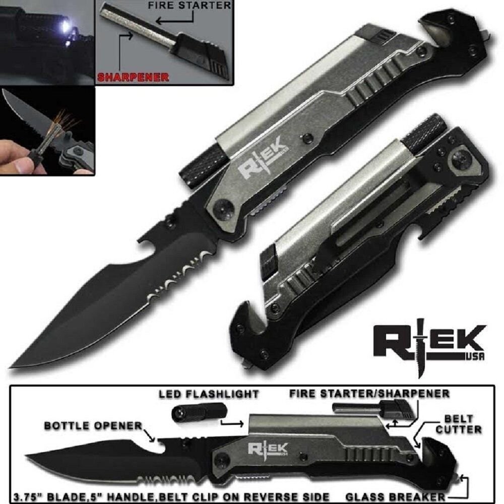 Grey Pocket Survival Knife