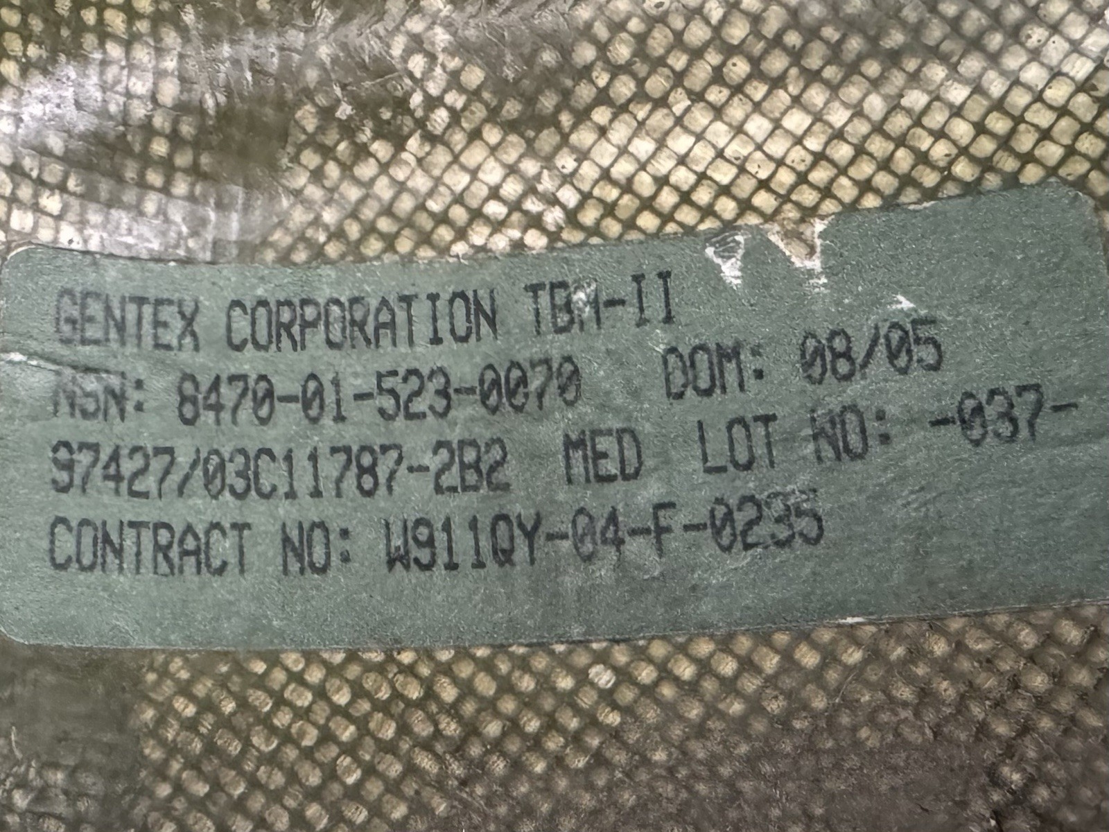 Gentex TBH II Helmet With Cover - Size Medium