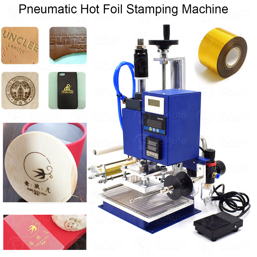 10cm*13cm Pneumatic Hot Foil Stamping Machine Auto Leather PVC PU LOGO Bronzing