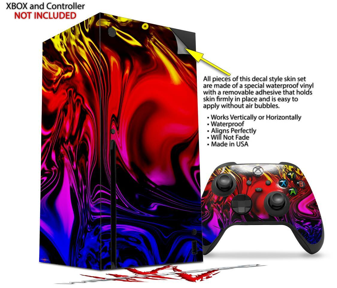 Skins XBOX Series X Console Controller Liquid Metal Chrome Flame Hot